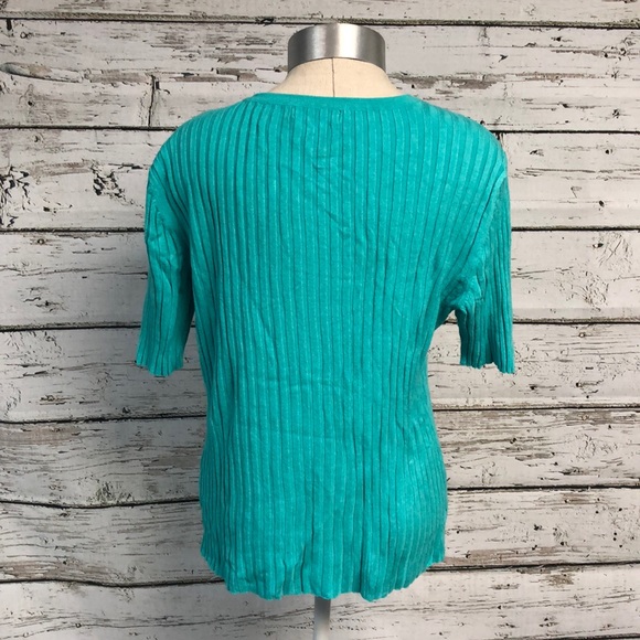 New York & Co Short Sleeve Half Zip Ribbed Sweater Size XL - Picture 4 of 6